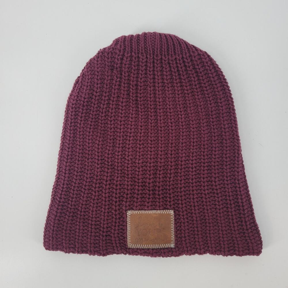 Love Your Melon Maroon Cotton Knit Long Beanie